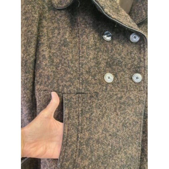 Steve Madden Wool Blend Coat size Lg Double Breasted Brown Hand Pockets‎ - Picture 5 of 11